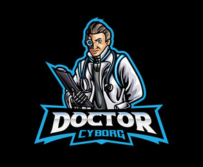 Futuristic doctor mascot logo