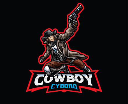 Cyberpunk Cowboy Mascot Logo