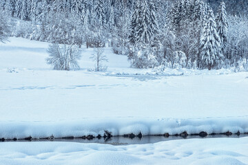 Beautiful winter morning in Julian Aps in Slovenia