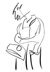 Fashion woman abstract portrait, line art, quick sketch, vector fashion illustration, girl beauty minimalist, vector illustration