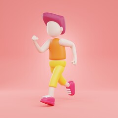 3D Character Running Exercise Fitness Gym Strength Muscle Routine Health