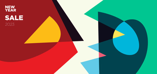 New year sale 2023 design template with fluid geometric colorful abstract
