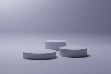 3D rendering of purple colored empty podium or pedestal display. blank product display shelf
