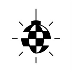 Disco ball icon. Disco, dance, nightlife club. Party celebration birthday holidays event carnival festive.  Vector illustration on white background.