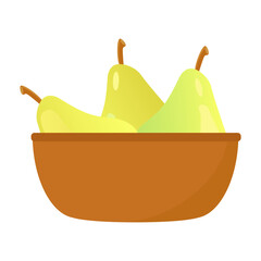 A bowl with pears, food illustration 