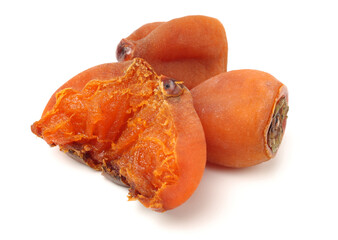 dried persimmon on white background 