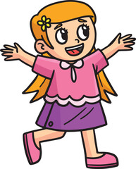 Earth Day Happy Girl Cartoon Colored Clipart 