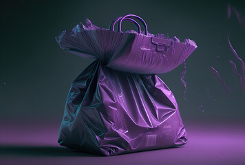 plastic grocery bag in purple. Generative AI