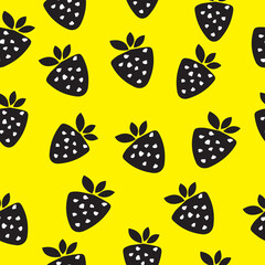 strawberry pattern on yellow background