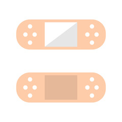Front and back brown adhesive plaster bandage elastic medical tape drawing doodle icon flat vector design.