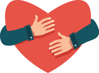 Valentines day greeting card heart in hands