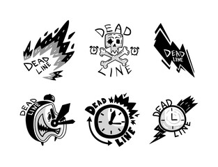 Black Deadline Logo and Fast Time Business Badges or Labels Vector Set