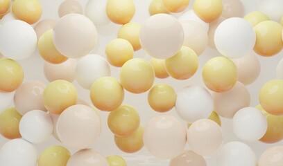 Close up of yellow and white balloons with white background.3D rendering