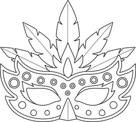 Mardi Gras Mask Isolated Coloring Page for Kids - obrazy, fototapety, plakaty