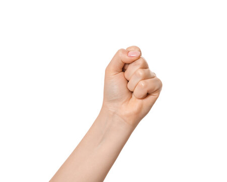 Female hand fist, isolate on white