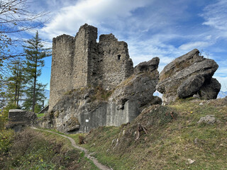 Fototapeta na wymiar Schalun Castle (Wildschloss), Liechtenstein, Medium Wide View