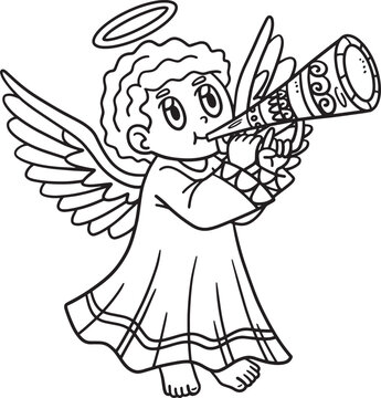 Christian Angel Blowing Trumpet Isolated Coloring
