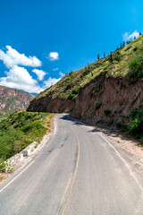 asphalt road in the Andes mountains in the nature of South America