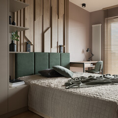 Aesthetic bedroom with big bed