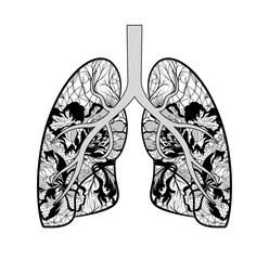 Illustration of respiratory organs, lungs. Lace flower pattern