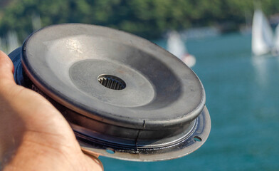 New damper disc. Connects the engine and gearbox. Spare parts for marine diesel engine
