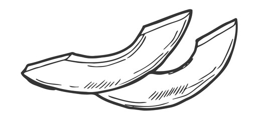 Doodle Avocado slice sketch icon isolated on white background