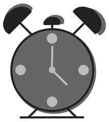 Alarm Clock Grey White Isolated Clipart