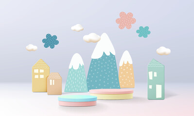 3d rendering, Abstract minimal stage for product display present background.