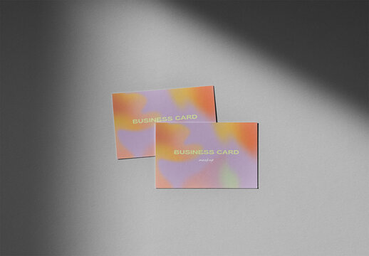 Two Horizontal Business Card Mockup on a Gray Background