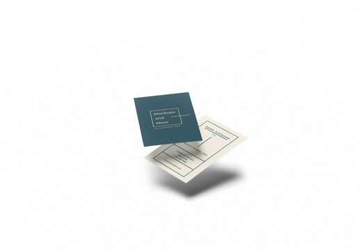 Two Vertical Business Cards Mockup Floating With a Shadow
