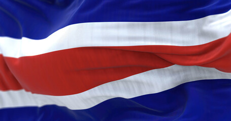 Close-up view of the Costa Rica national civil flag waving in the wind