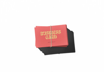 Stack of Business Card Mockup With a Rubber Band on a Custom Background