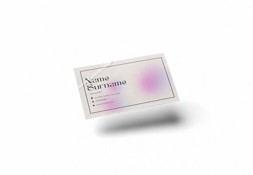 Business Card Mockup With a Wrinkled Corner Floating
