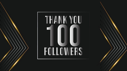 Thank you design Greeting card template for social networks followers, subscribers, like. 100 followers
