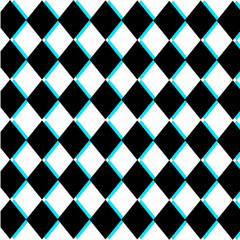Illustrated rhombus or diamond shape on black and blue neon seamless pattern  background. Ideal for wallpaper, tile, website banner etc.,