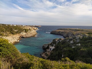 Fototapeta na wymiar view of the bay from above of the mediterranean sea of the island of menorca