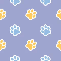 Fototapete Dog and Cat paw seamless pattern vector doodle abstract animal footprint background for fabric, texture and wallpaper illustration for digital and print materials. © TukTuk Design