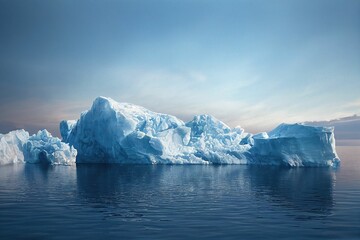Fototapeta na wymiar Impressive iceberg with blue ice and beautiful reflection on water in Antarctic ,made with Generative AI