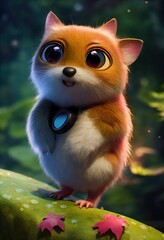 Fototapeta premium Cute squirrel character in the forest ,made with Generative AI