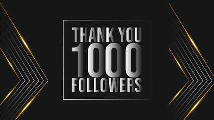 Thank you 1000 followers congratulation template banner. one thousand followers. celebration 1000 subscribers template for social media
 - obrazy, fototapety, plakaty