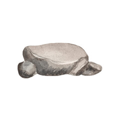 Natural stones big pile. Watercolor illustration. Hand drawn rocks nature element. Solid rocks nature illustration. Park, forest, woodland landscape element