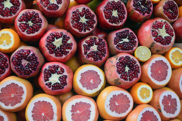 Group of pomegranate fruit