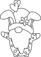 Gnome Outline Easter Egg Bunny 