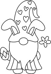 Gnome Outline Easter Egg Bunny 