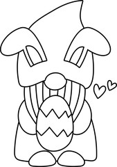 Gnome Outline Easter Egg Bunny 
