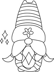 Gnome Outline Easter Egg Bunny 