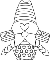 Gnome Outline Patriotic Fourth Of July 