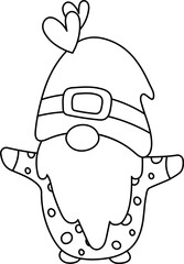 Gnome Outline Valentine Day Heart 