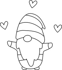Gnome Outline Valentine Day Heart 