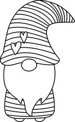 Gnome Outline Valentine Day Heart 